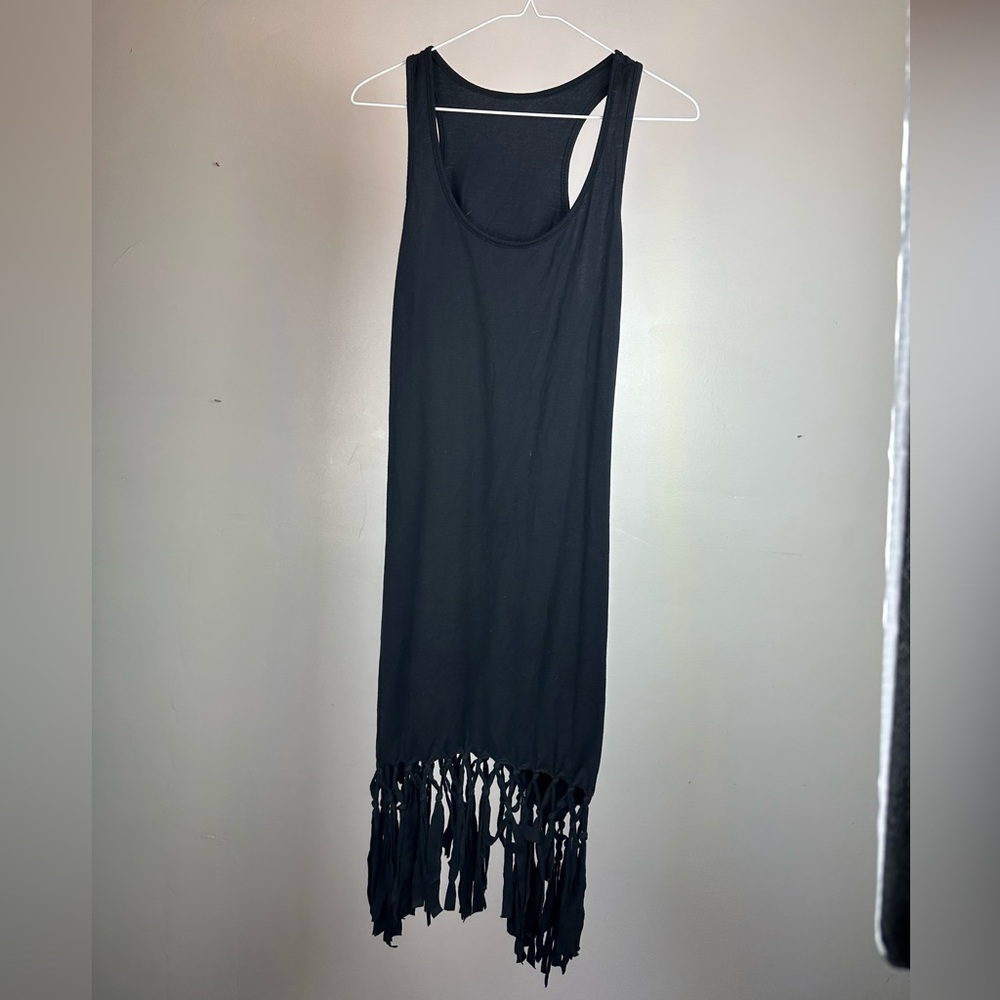 Black Fringe Sleeveless Dress Size S